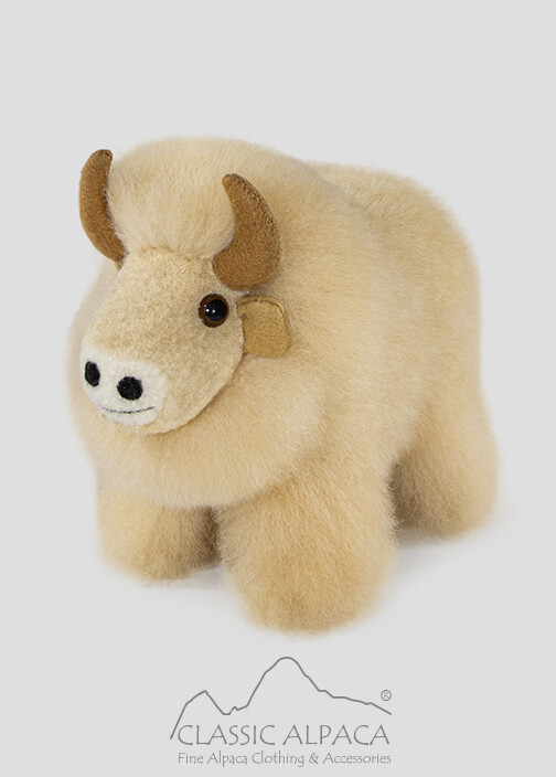 Baby Alpaca Fur – Bull Ornament 10 Inches Baby Alpaca Fur – Bull Ornament 10 Inches