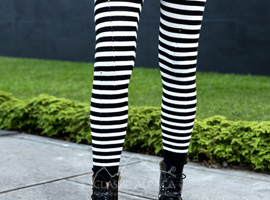 Baby Alpaca Black and White  Striped Leggings