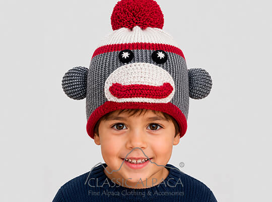 Sock Monkey Alpaca Hat