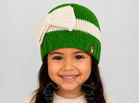 Knitted Alpaca Hat with Classic Bow
