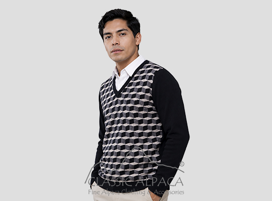 Optical V-Neck Sweater