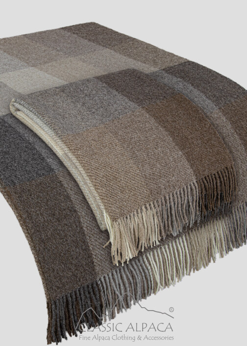 Woven & Brushed Earth Tones Baby Alpaca Plaid Throw