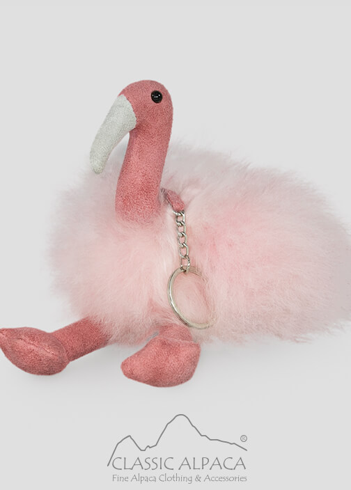 Baby Alpaca Fur - Little Flamingo Keychain 7 Inches