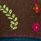Brown Embroidered Flower Alpaca Hat